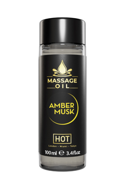 Массажное масло HOT Massage Oil AMBER MUSK, с  ароматом амбры и мускуса,100 мл