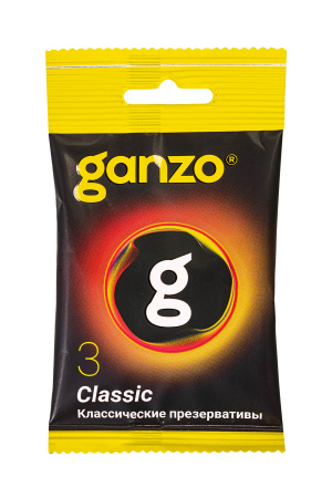 Презервативы Ganzo, classic,латекс, двойная смазка, 18,5 см, 5,2 см, 3 шт.в пакете Black Edition