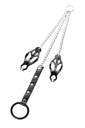 Зажимы для сосков с кольцом для пениса, TOYFA Metal, 