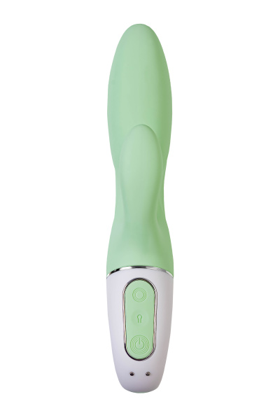 Нереалистичный вибратор Satisfyer Air Pump Banny 5, зеленый,  19 см