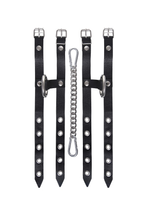 Оковы однослойные из двух ремешков Pecado BDSM, натуральная кожа, черные