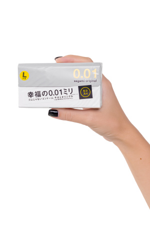 Презервативы Sagami, original 0.01, L-size, гладкие, 19 см, 5,8 см, 5 шт.