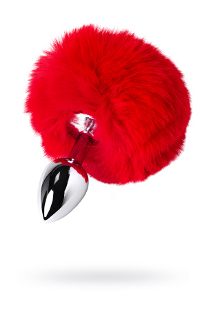 Анальная втулка   TOYFA Metal,  с красным хвостиком, 13см