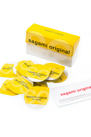 Презервативы Sagami, original 0.02, полиуретан, ультратонкие, EXTRA LARGE, 12 шт.