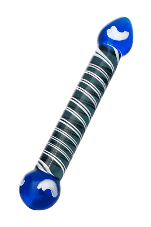 Двусторонний фаллоимитатор Sexus Glass, стекло, синий, 21 см